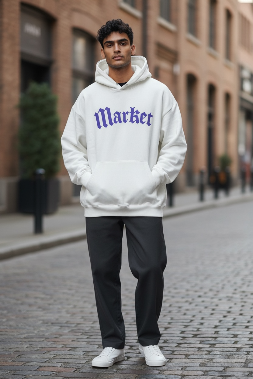 Market White Logo Hoodie