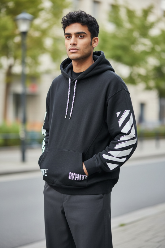 Off White Black Stripe Hoodie