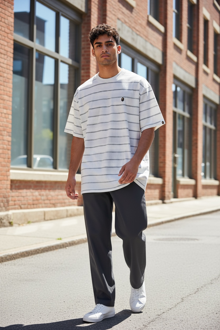 A Bathing Ape White Stripe T-Shirt