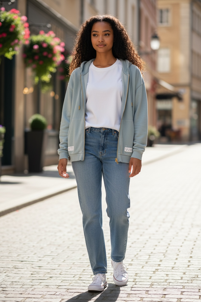 Off-White Blue Teal zip up